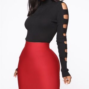 ribbed arm cut out sweater